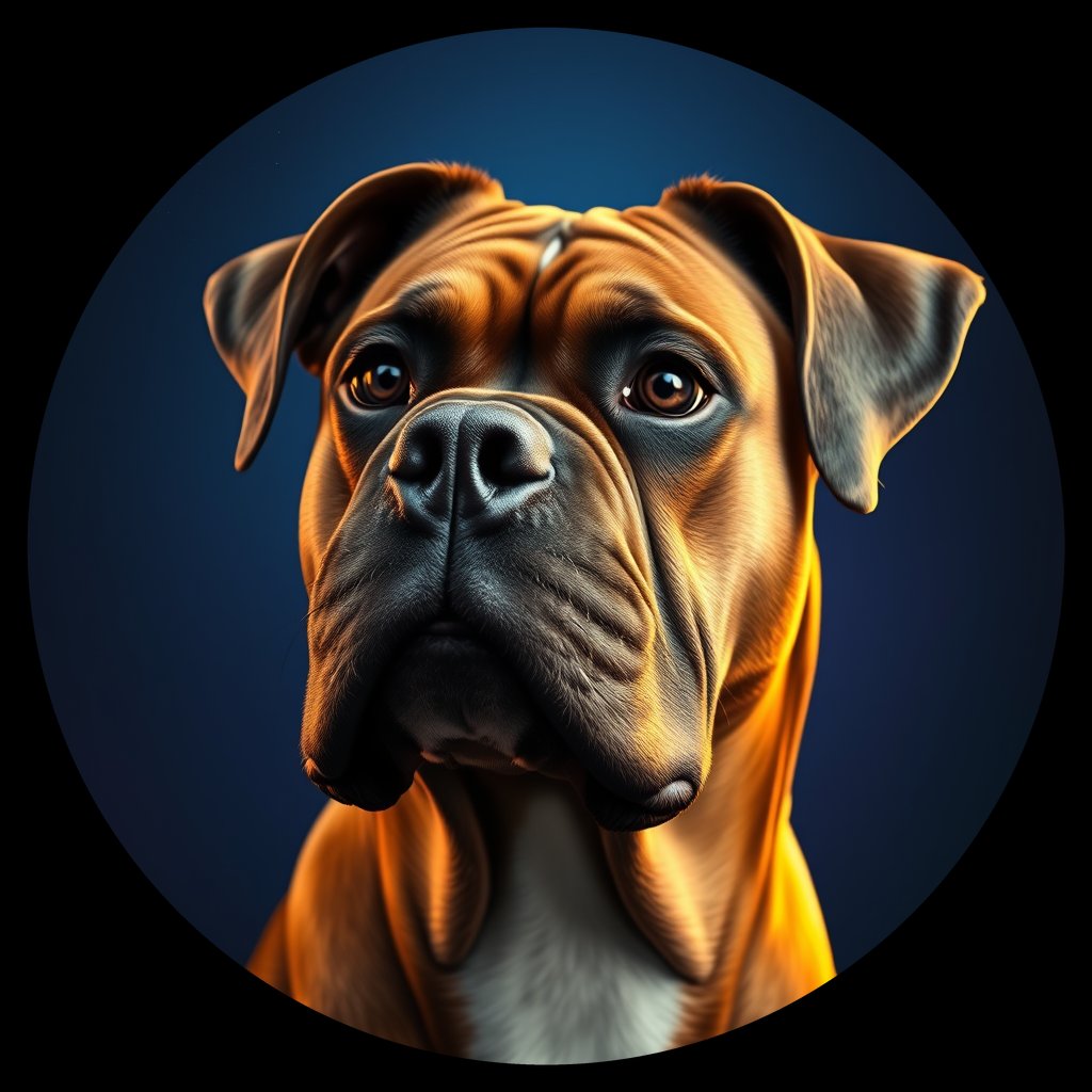 Cosmic medallion portrait of PFZ33C03_PFZ33C03, a Boxer