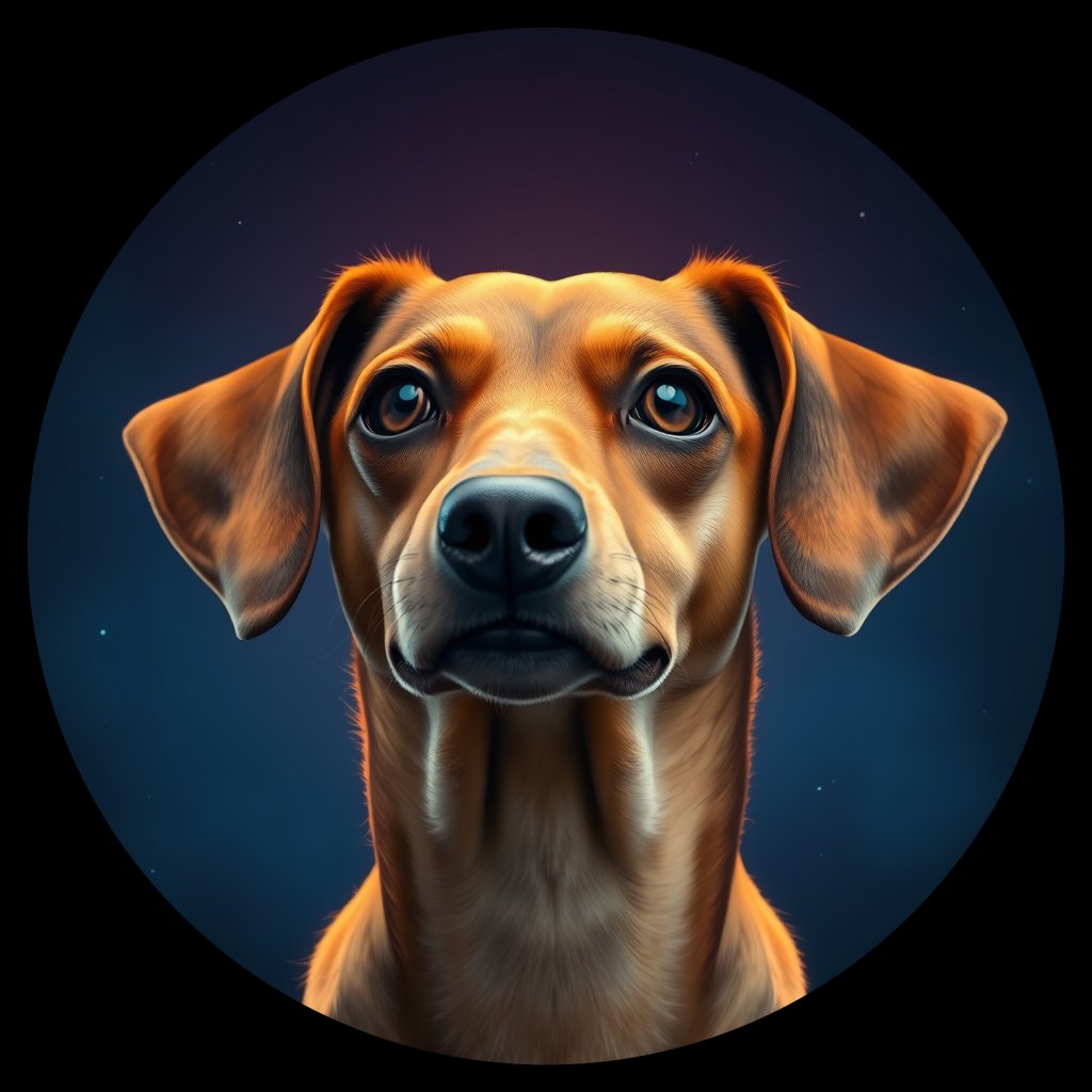 Cosmic medallion portrait of PFZ33C05_PFZ33C05, a Dachshund