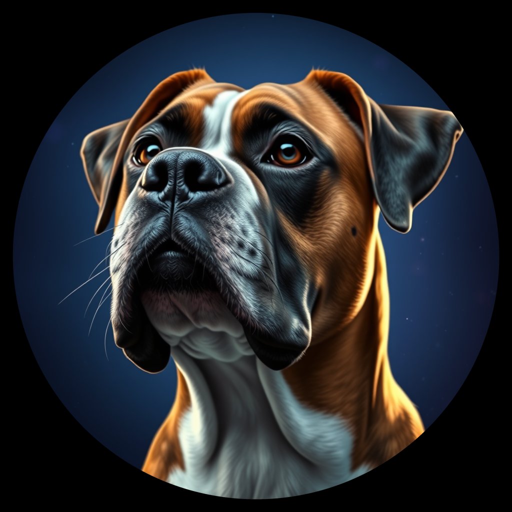 Cosmic medallion portrait of PFZ33C06_PFZ33C06, a Boxer