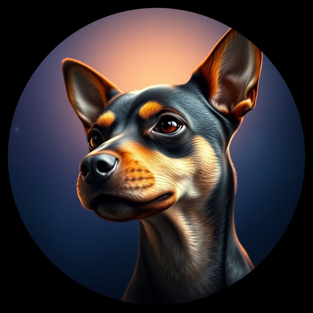 Cosmic medallion portrait of PFZ33C07_PFZ33C07, a Miniature Pinscher