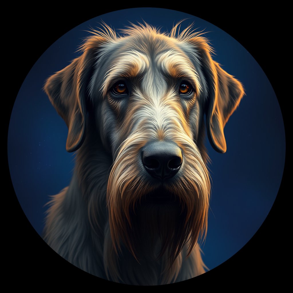 Cosmic medallion portrait of PFZ33C08_PFZ33C08, a Irish Wolfhound