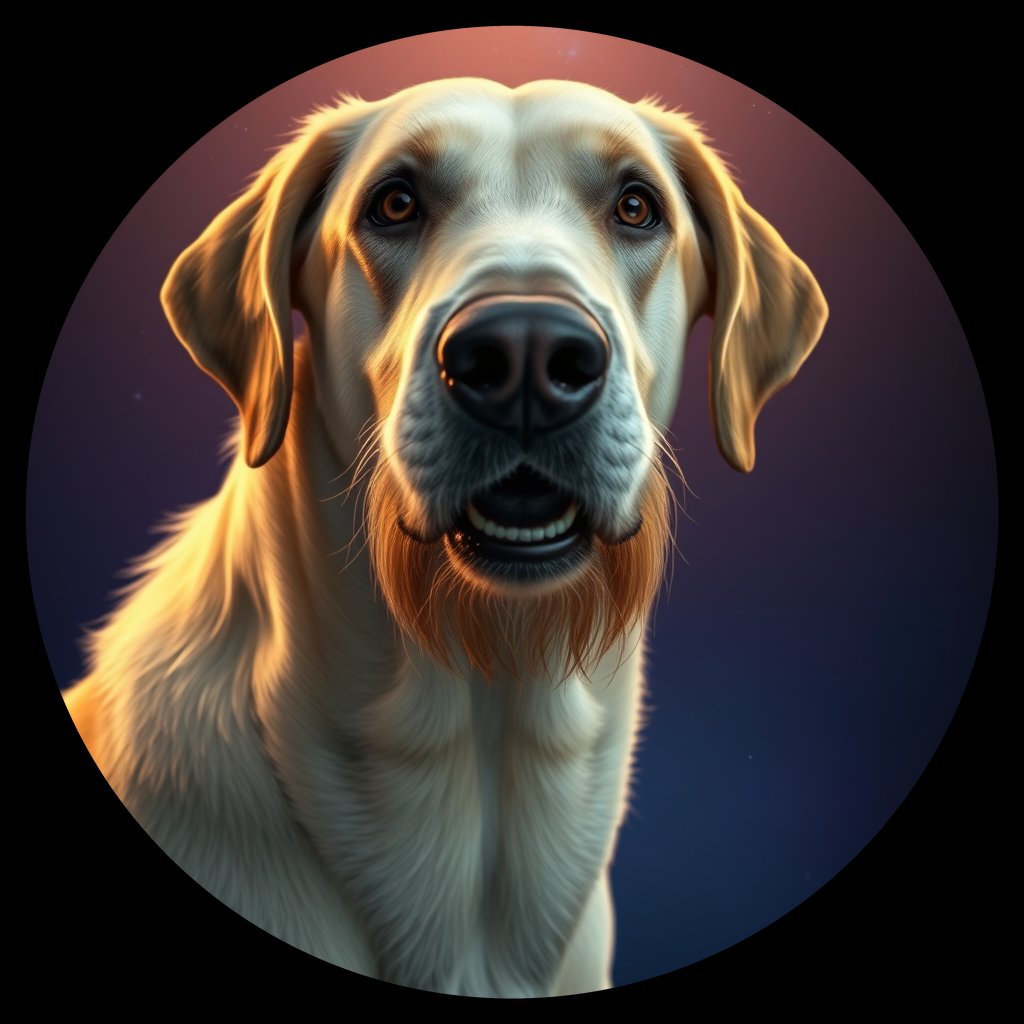 Cosmic medallion portrait of PFZ33C09_PFZ33C09, a Irish Wolfhound