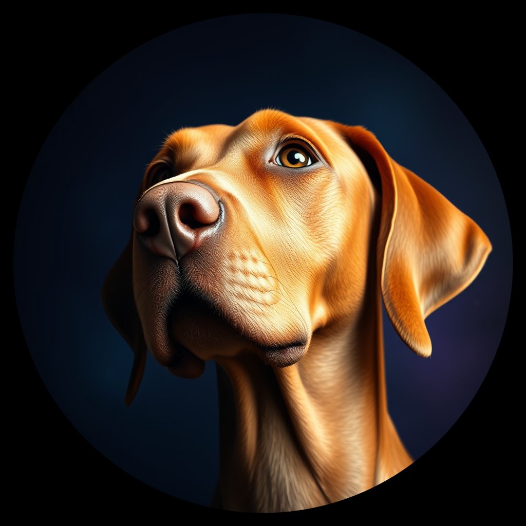 Cosmic medallion portrait of PFZ33D02_PFZ33D02, a Vizsla