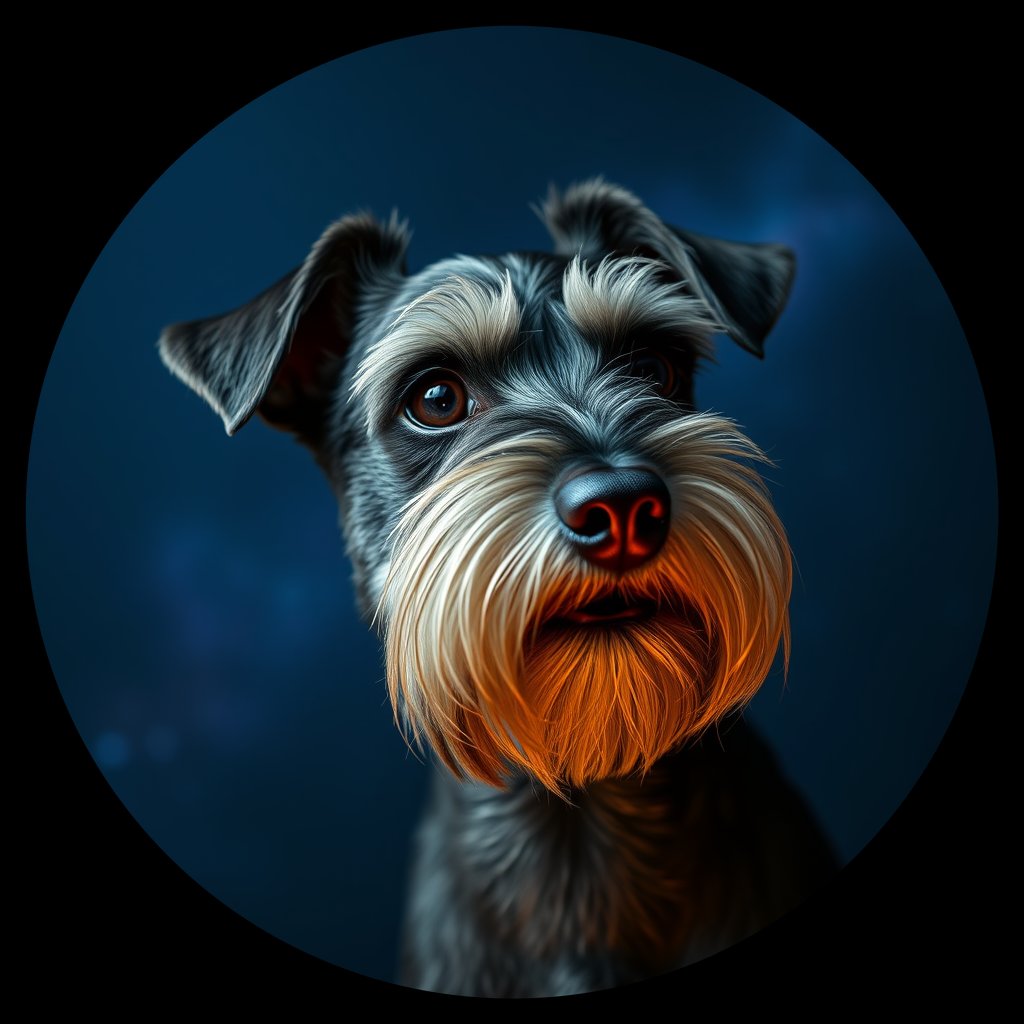 Cosmic medallion portrait of PFZ33D07_PFZ33D07, a Miniature Schnauzer