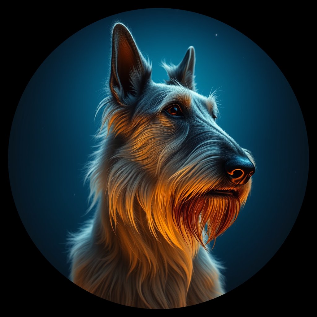 Cosmic medallion portrait of PFZ33D08_PFZ33D08, a Irish Wolfhound