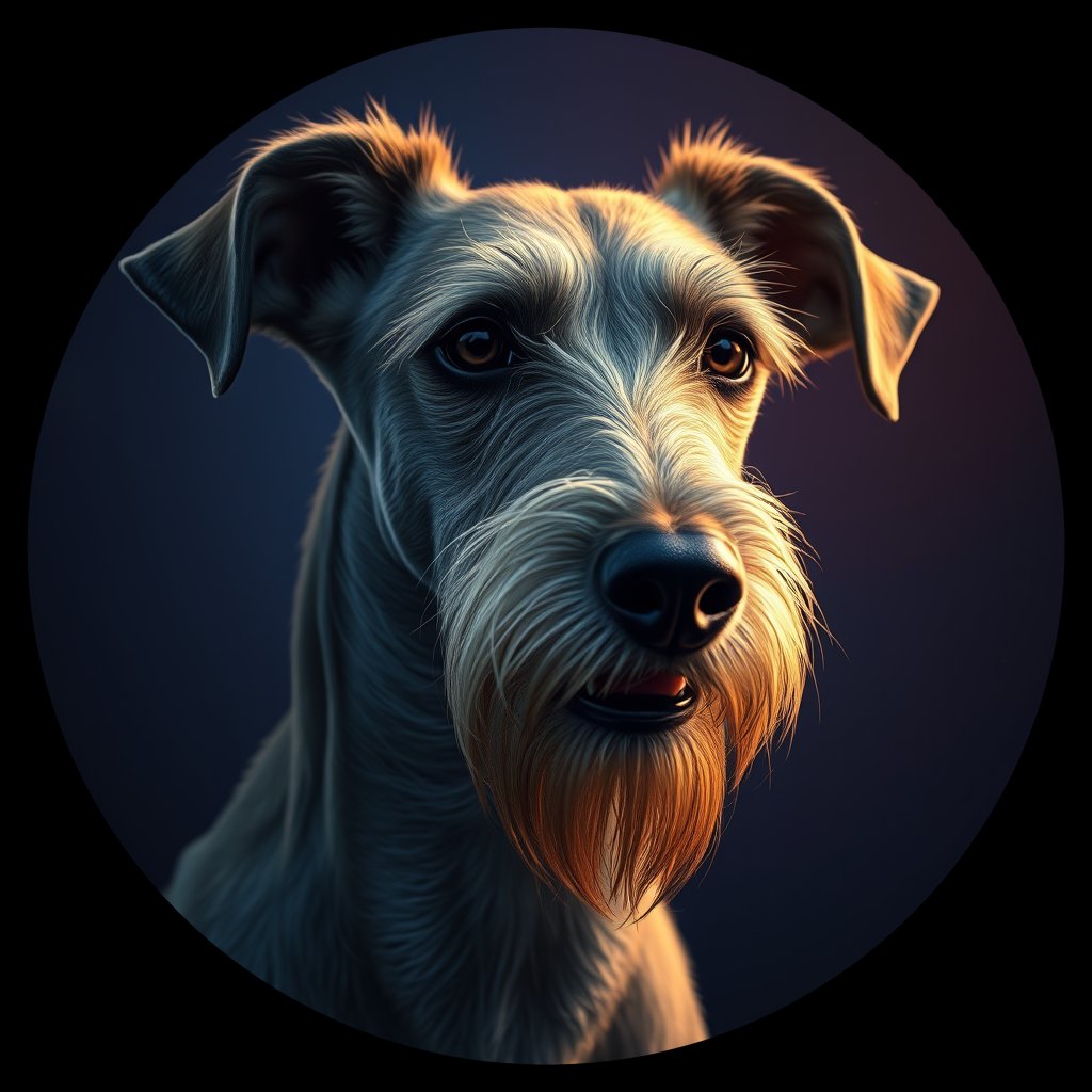 Cosmic medallion portrait of PFZ33D09_PFZ33D09, a Irish Wolfhound