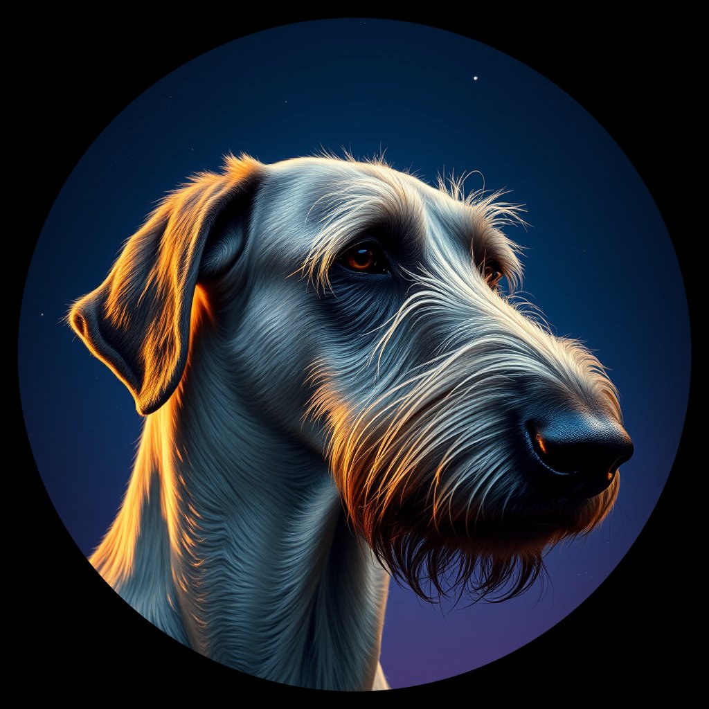 Cosmic medallion portrait of PFZ33D11_PFZ33D11, a Irish Wolfhound