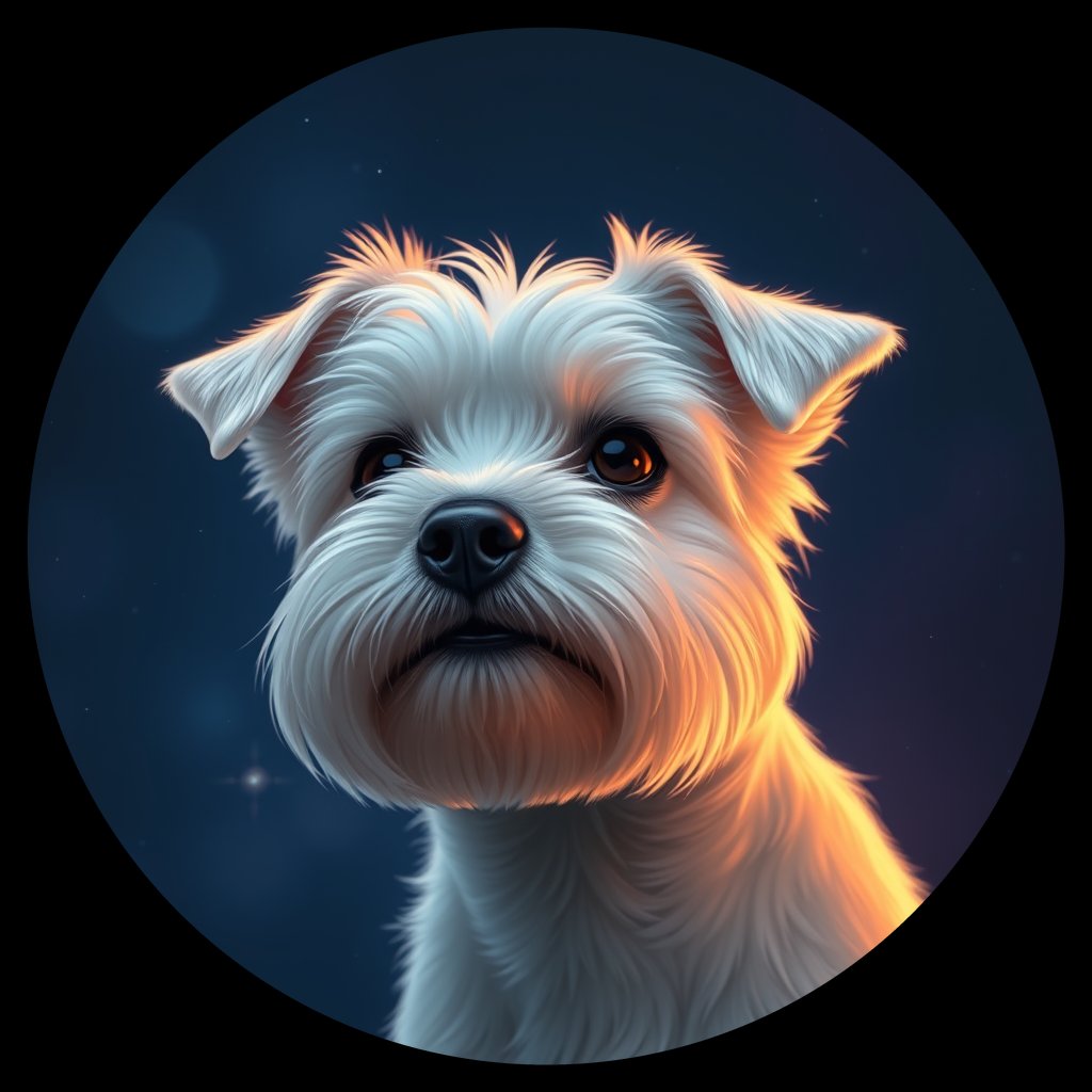 Cosmic medallion portrait of PFZ33E01_PFZ33E01, a Maltese