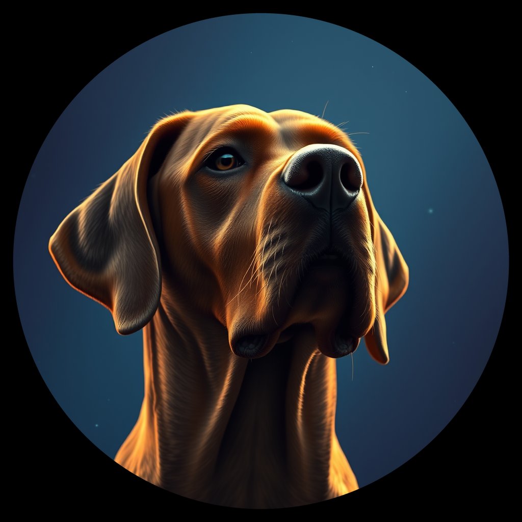 Cosmic medallion portrait of PFZ33E02_PFZ33E02, a Vizsla