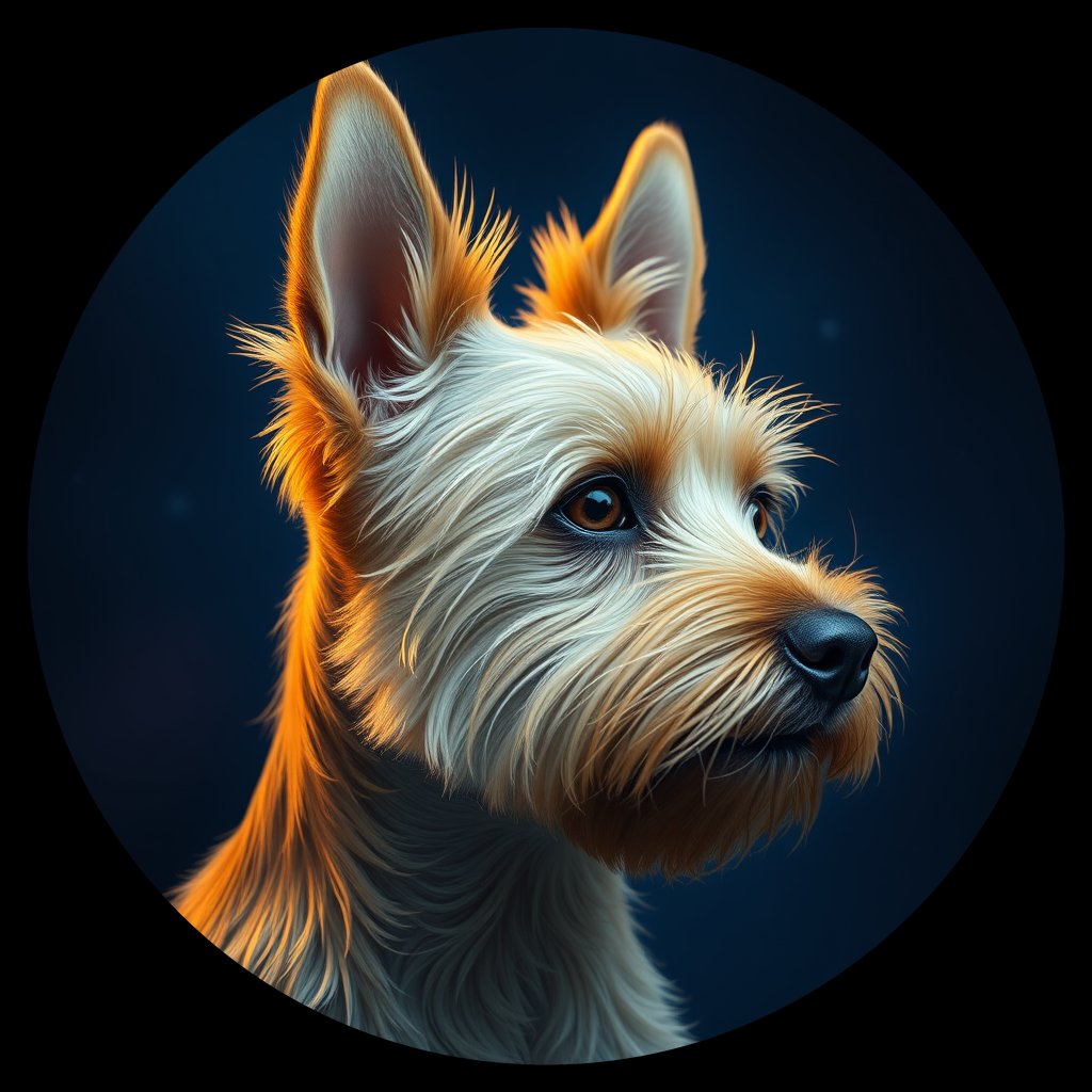 Cosmic medallion portrait of PFZ33E04_PFZ33E04, a Cairn Terrier