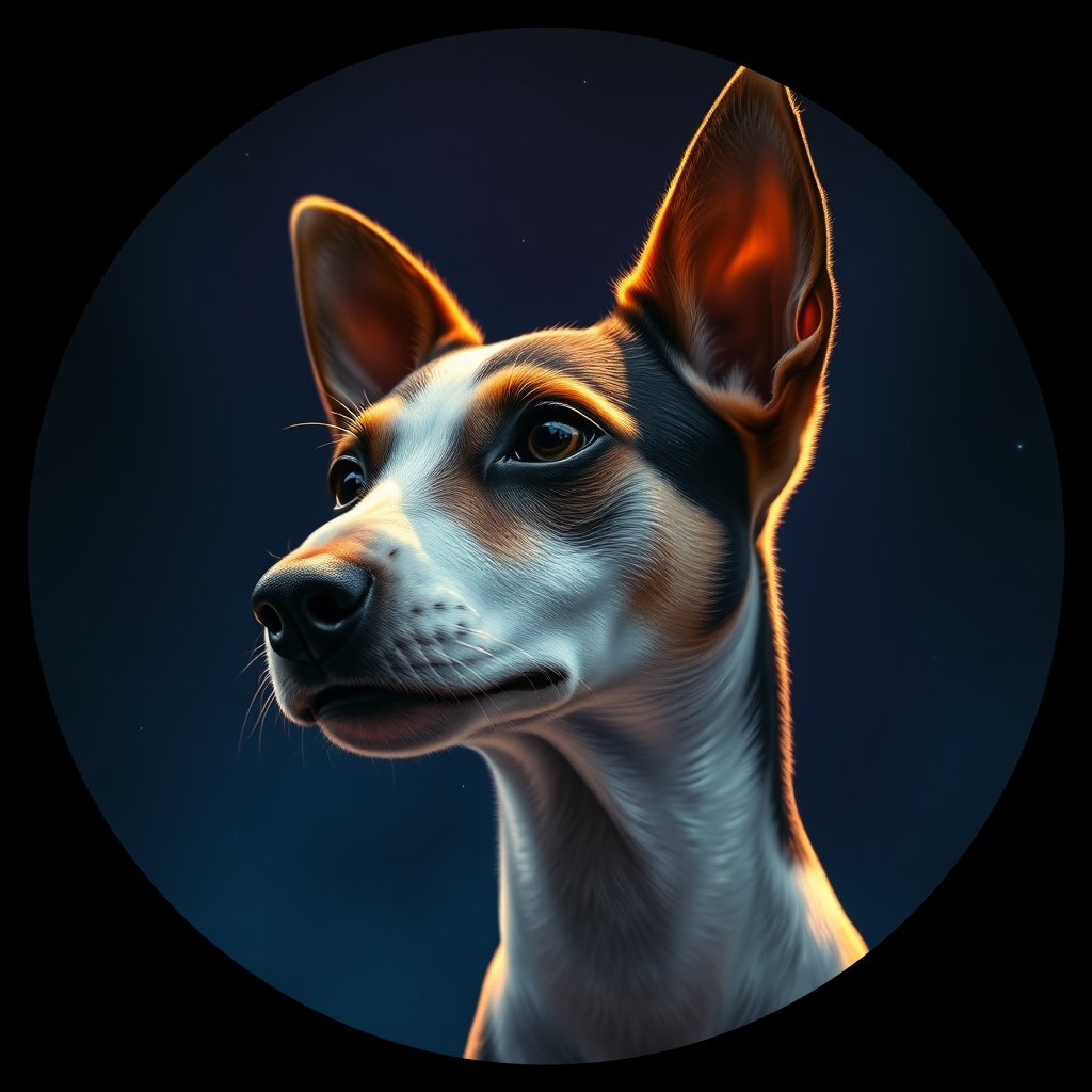 Cosmic medallion portrait of PFZ33E05_PFZ33E05, a Rat Terrier