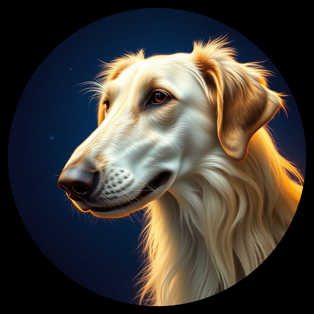 Cosmic medallion portrait of PFZ33E10_PFZ33E10, a Irish Wolfhound