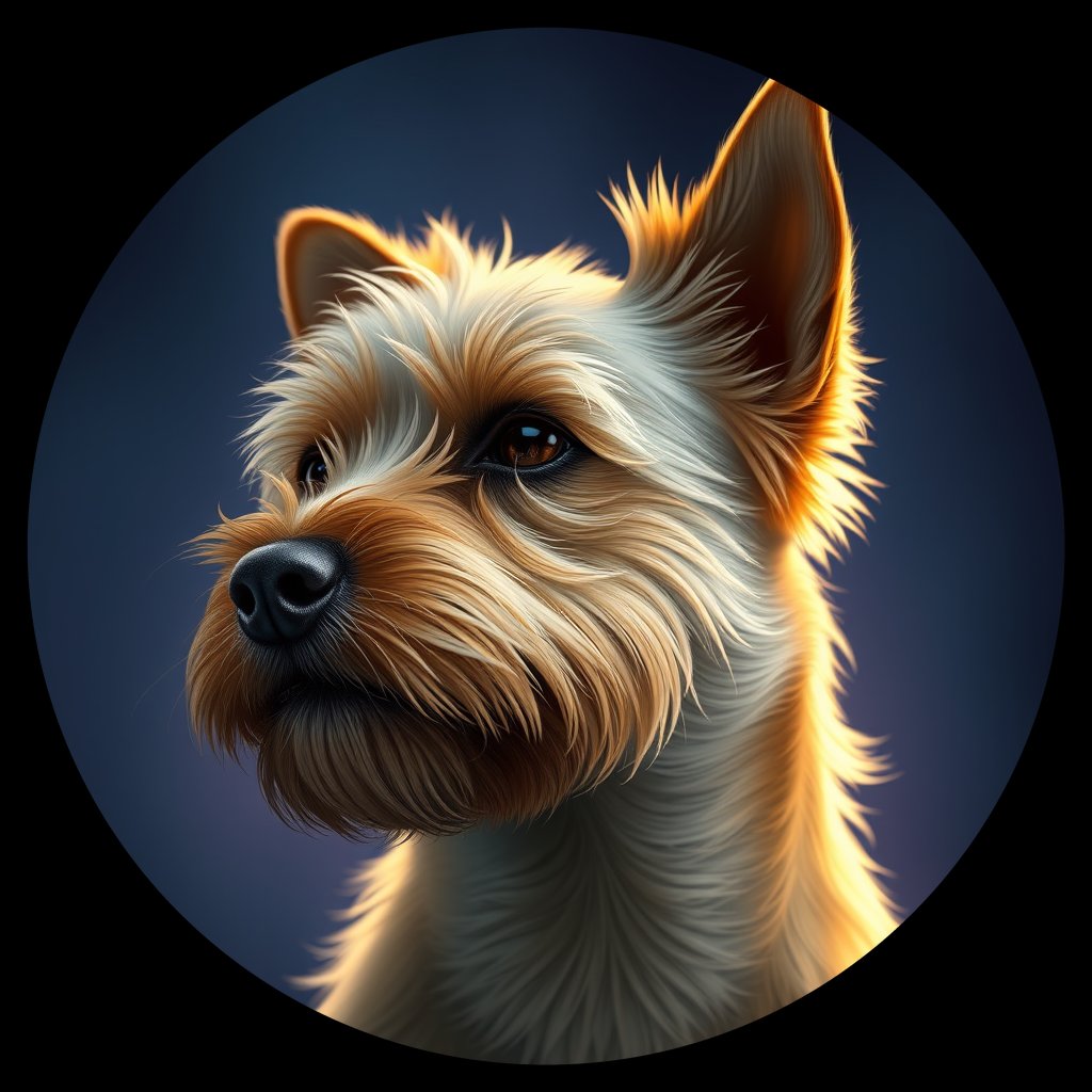 Cosmic medallion portrait of PFZ33F03_PFZ33F03, a Cairn Terrier