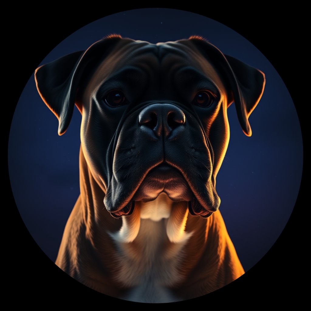 Cosmic medallion portrait of PFZ33F04_PFZ33F04, a Boxer