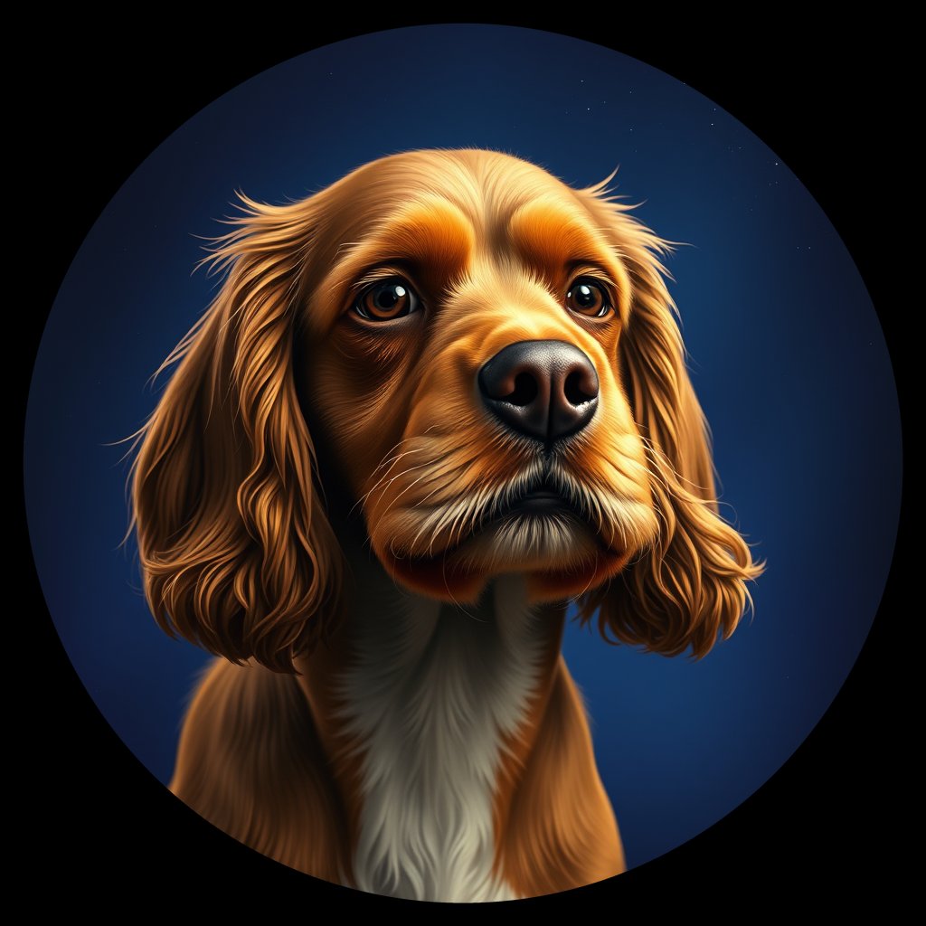 Cosmic medallion portrait of PFZ33F05_PFZ33F05, a American Cocker Spaniel