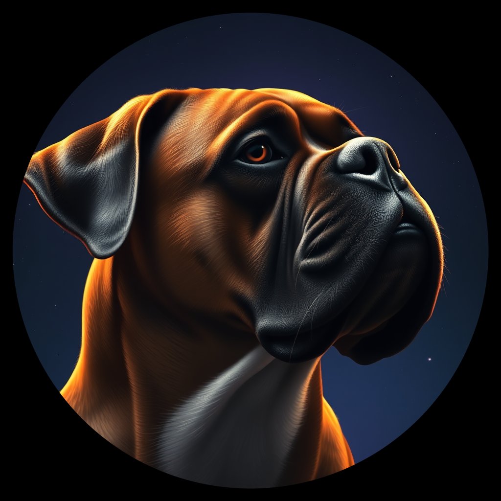 Cosmic medallion portrait of PFZ33F06_PFZ33F06, a Boxer