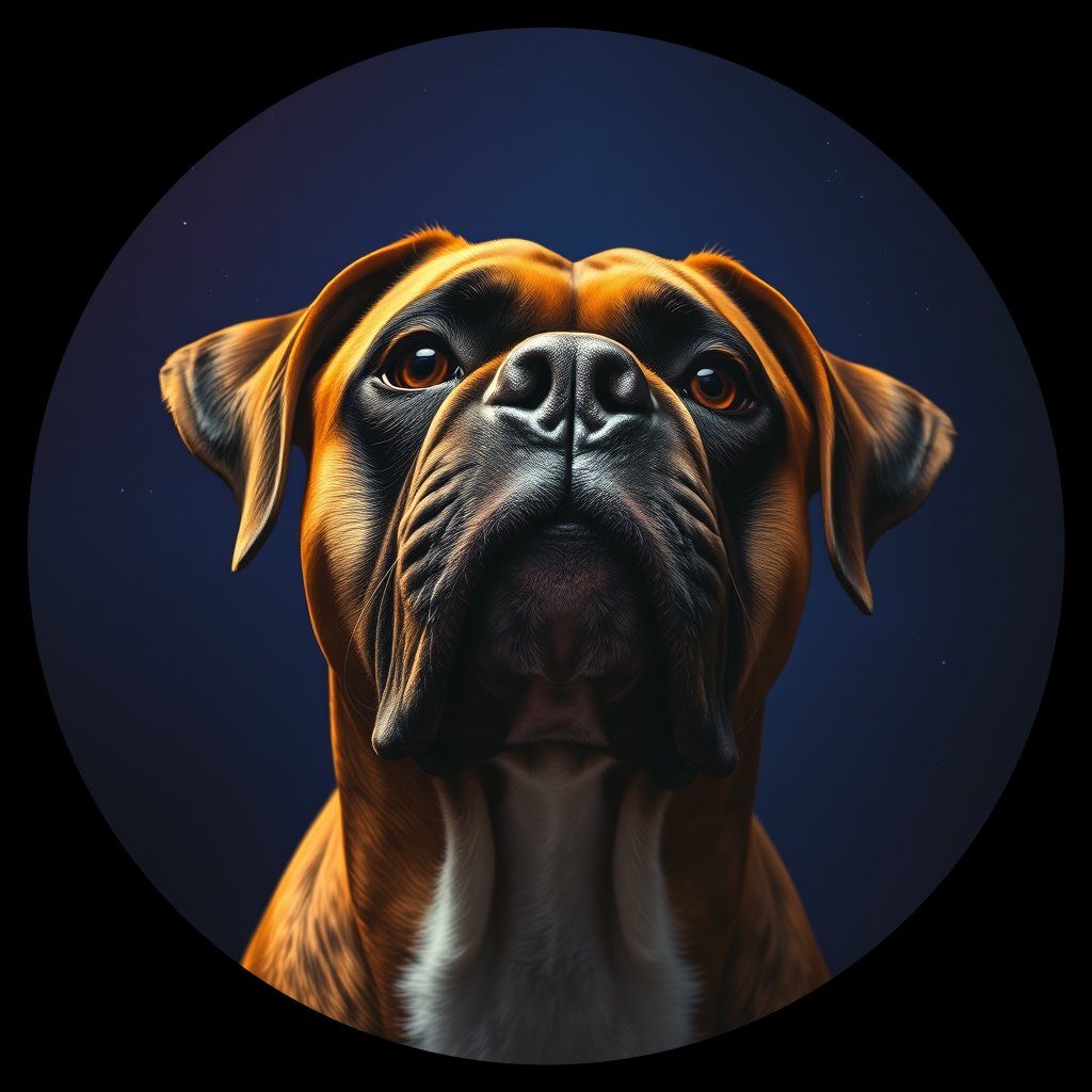 Cosmic medallion portrait of PFZ33F07_PFZ33F07, a Boxer