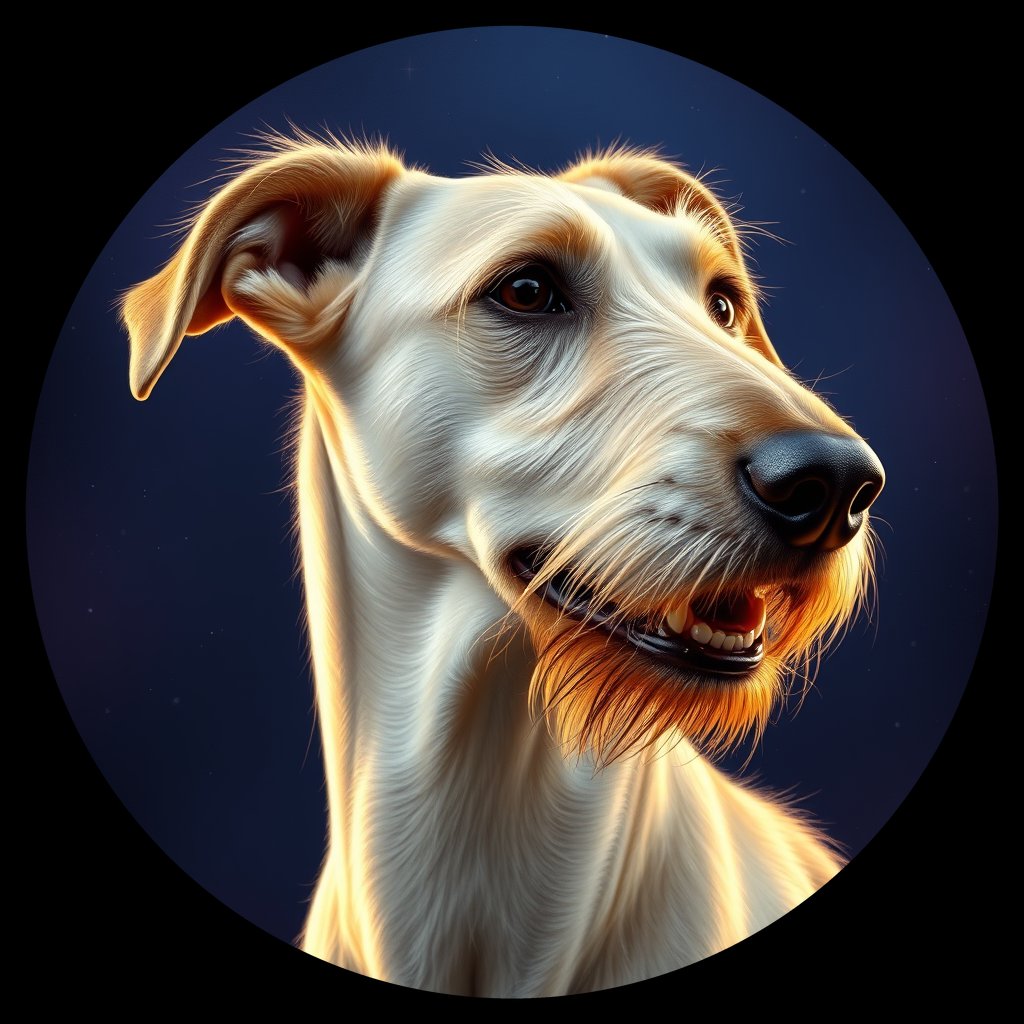Cosmic medallion portrait of PFZ33F09_PFZ33F09, a Irish Wolfhound