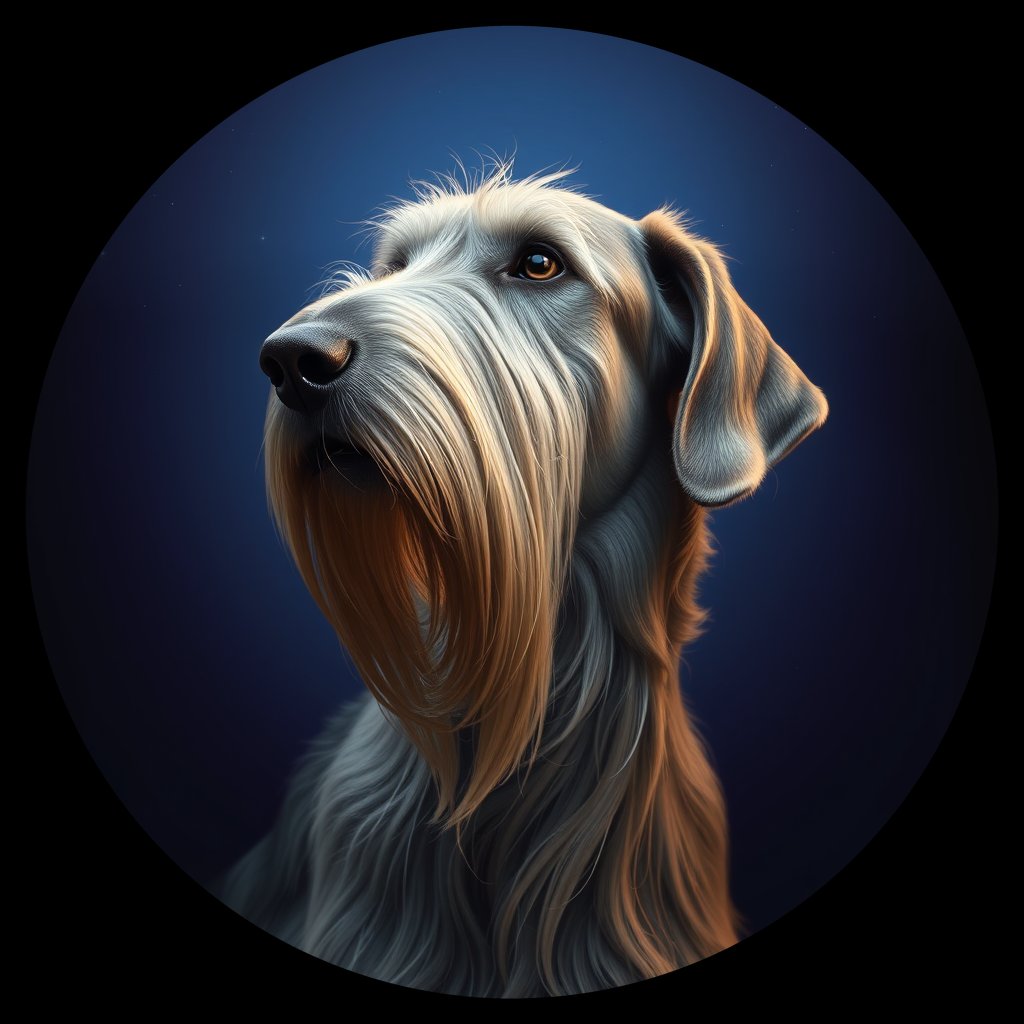 Cosmic medallion portrait of PFZ33F10_PFZ33F10, a Irish Wolfhound