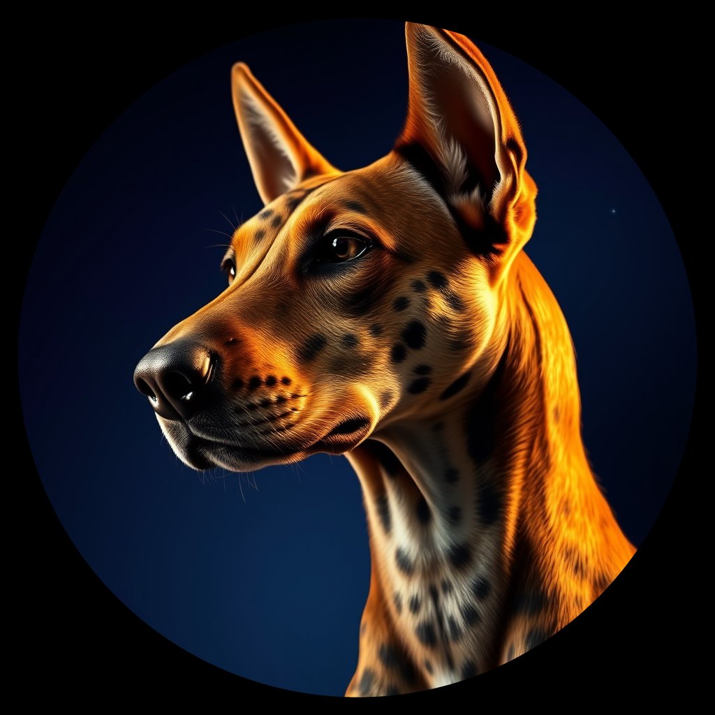 Cosmic medallion portrait of PFZ33G01_PFZ33G01, a Catahoula Leopard Dog