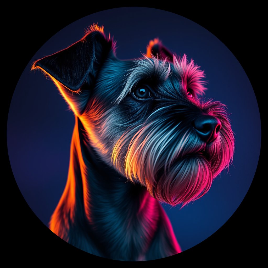 Cosmic medallion portrait of PFZ33G03_PFZ33G03, a Miniature Schnauzer