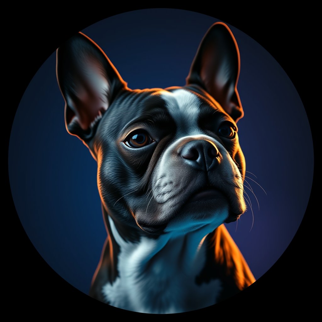 Cosmic medallion portrait of PFZ33G05_PFZ33G05, a Boston Terrier