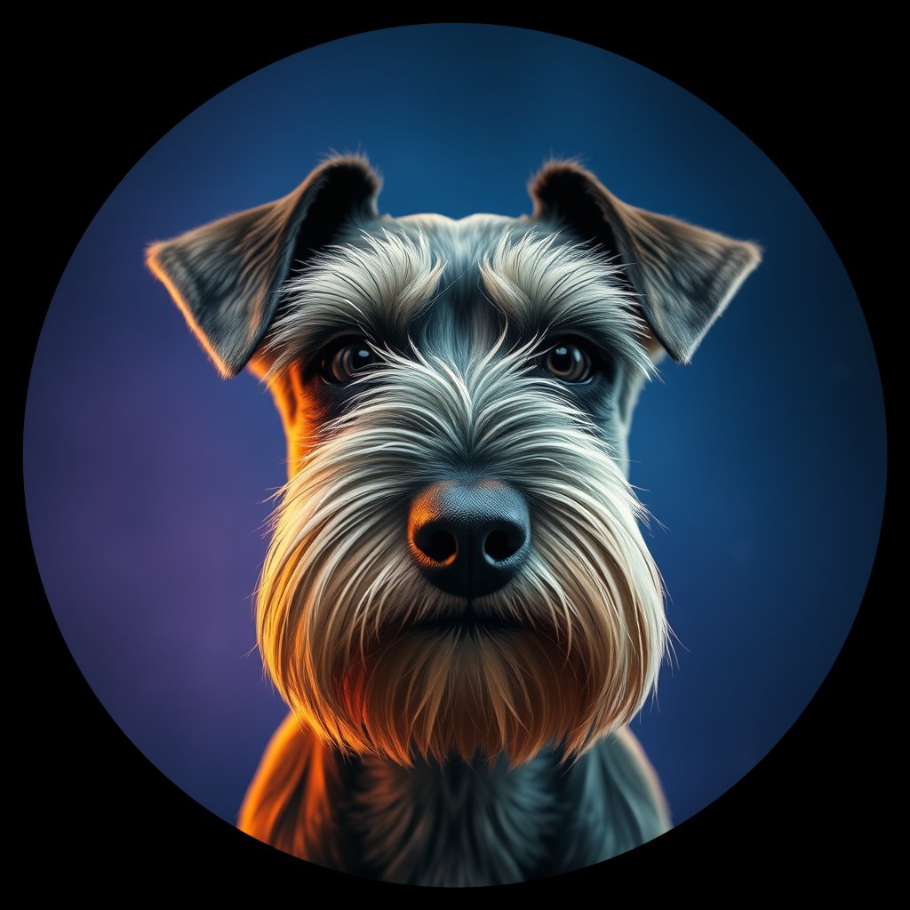 Cosmic medallion portrait of PFZ33G06_PFZ33G06, a Miniature Schnauzer