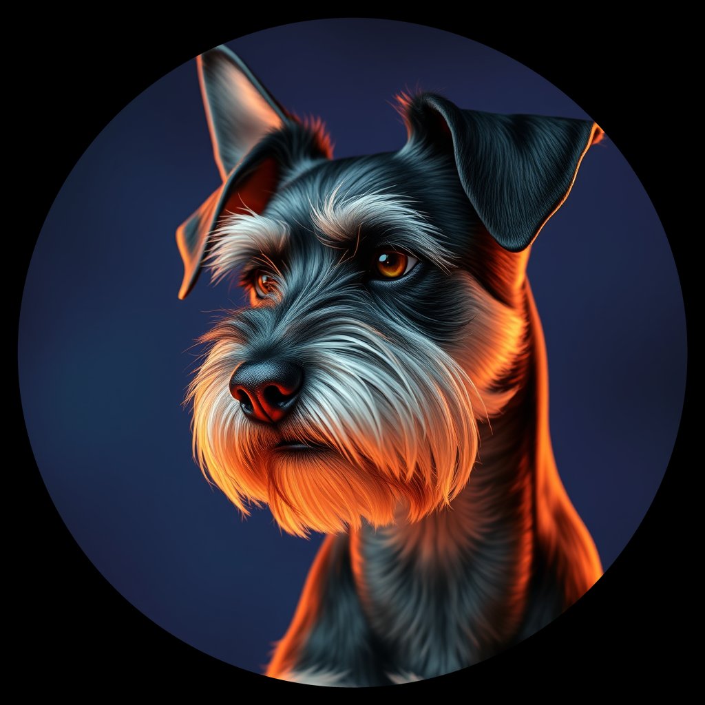 Cosmic medallion portrait of PFZ33G07_PFZ33G07, a Miniature Schnauzer