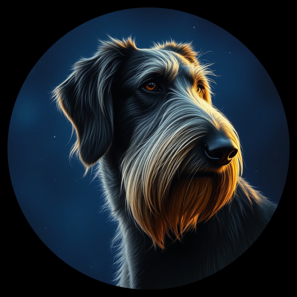Cosmic medallion portrait of PFZ33G08_PFZ33G08, a Irish Wolfhound