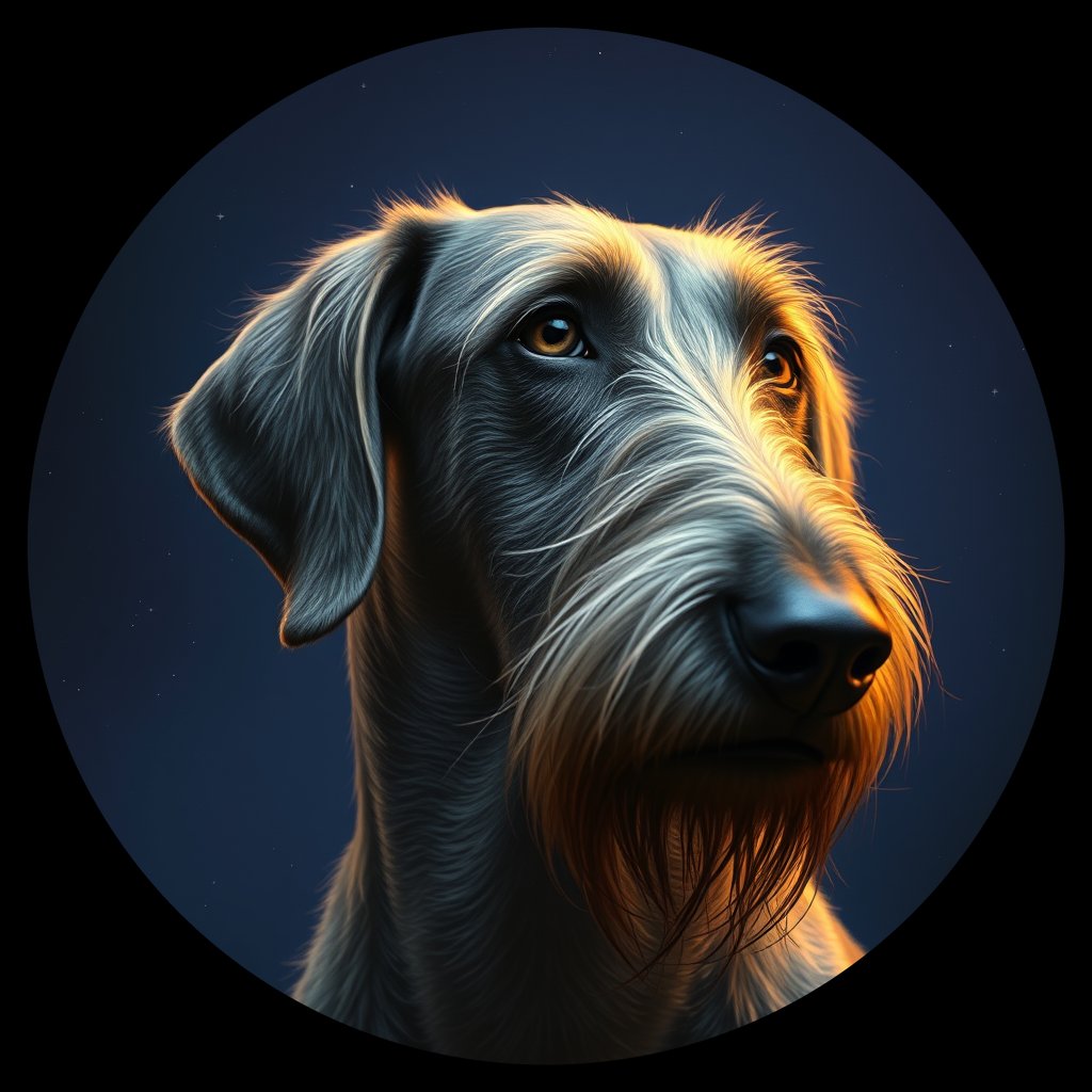 Cosmic medallion portrait of PFZ33G09_PFZ33G09, a Irish Wolfhound