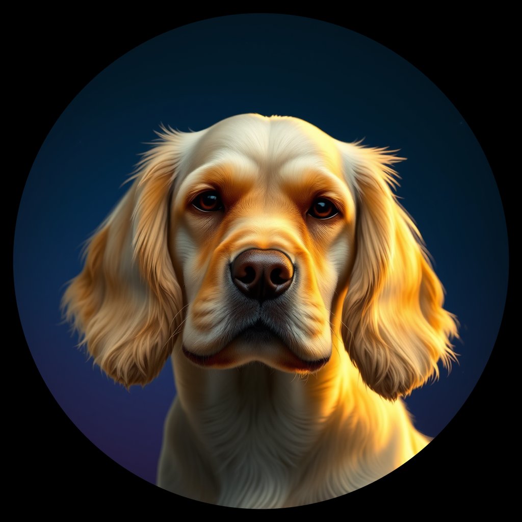 Cosmic medallion portrait of PFZ33H01_PFZ33H01, a American Cocker Spaniel