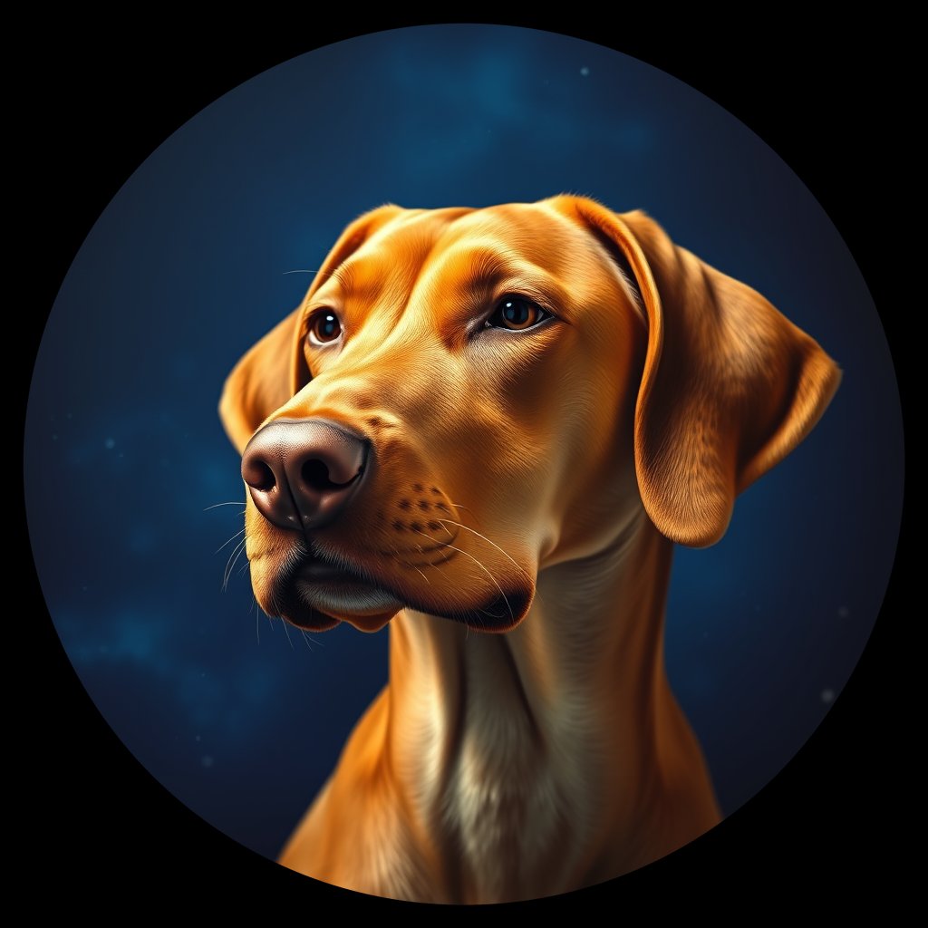 Cosmic medallion portrait of PFZ33H02_PFZ33H02, a Vizsla