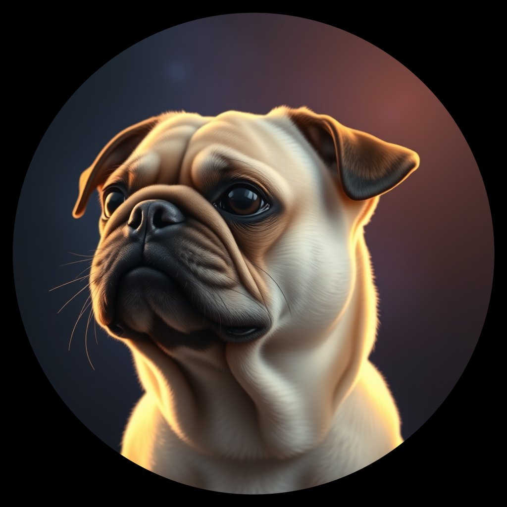 Cosmic medallion portrait of PFZ33H03_PFZ33H03, a Pug
