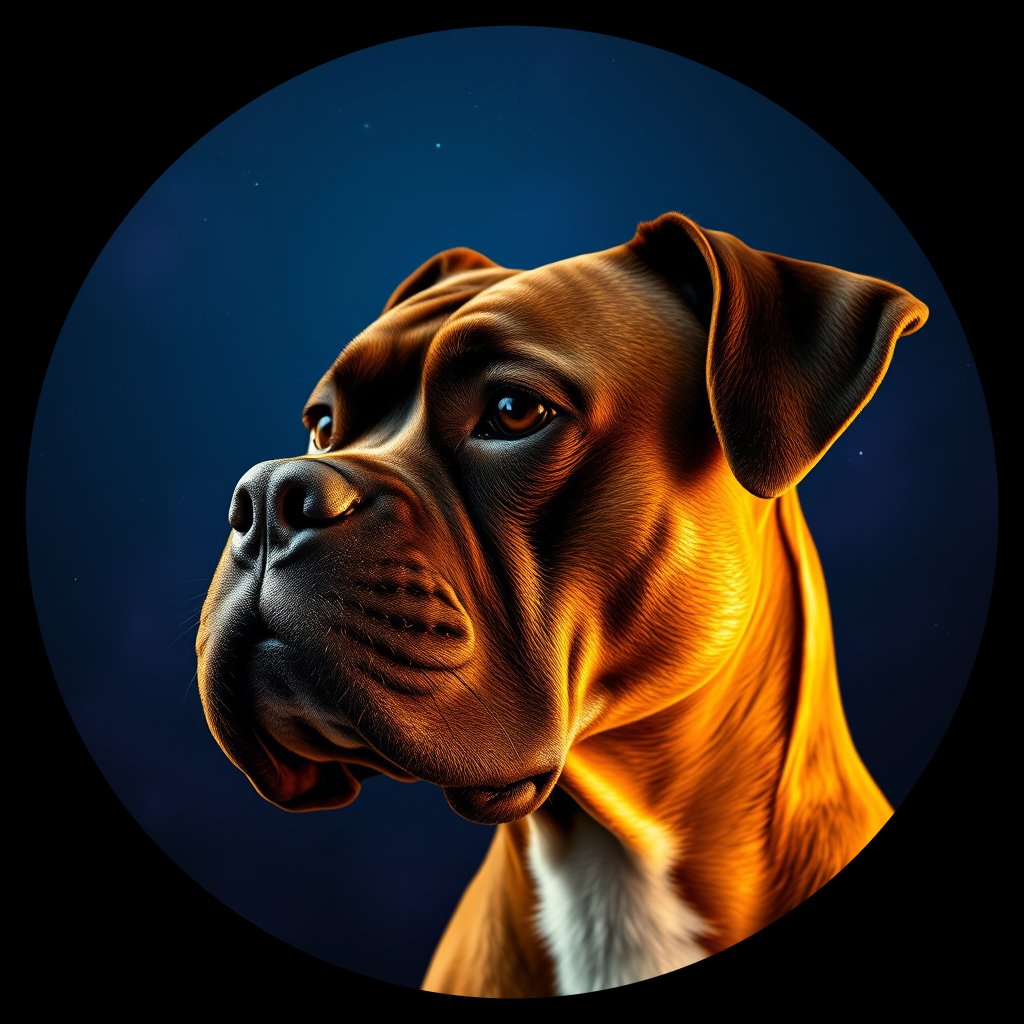 Cosmic medallion portrait of PFZ33H04_PFZ33H04, a Boxer