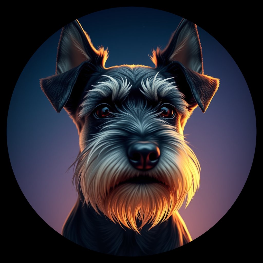 Cosmic medallion portrait of PFZ33H05_PFZ33H05, a Miniature Schnauzer
