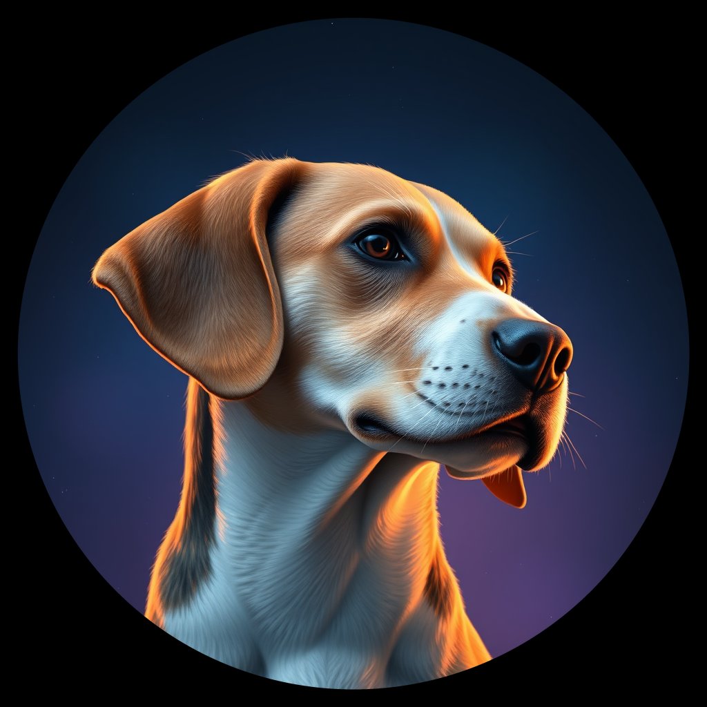 Cosmic medallion portrait of PFZ33H06_PFZ33H06, a Beagle