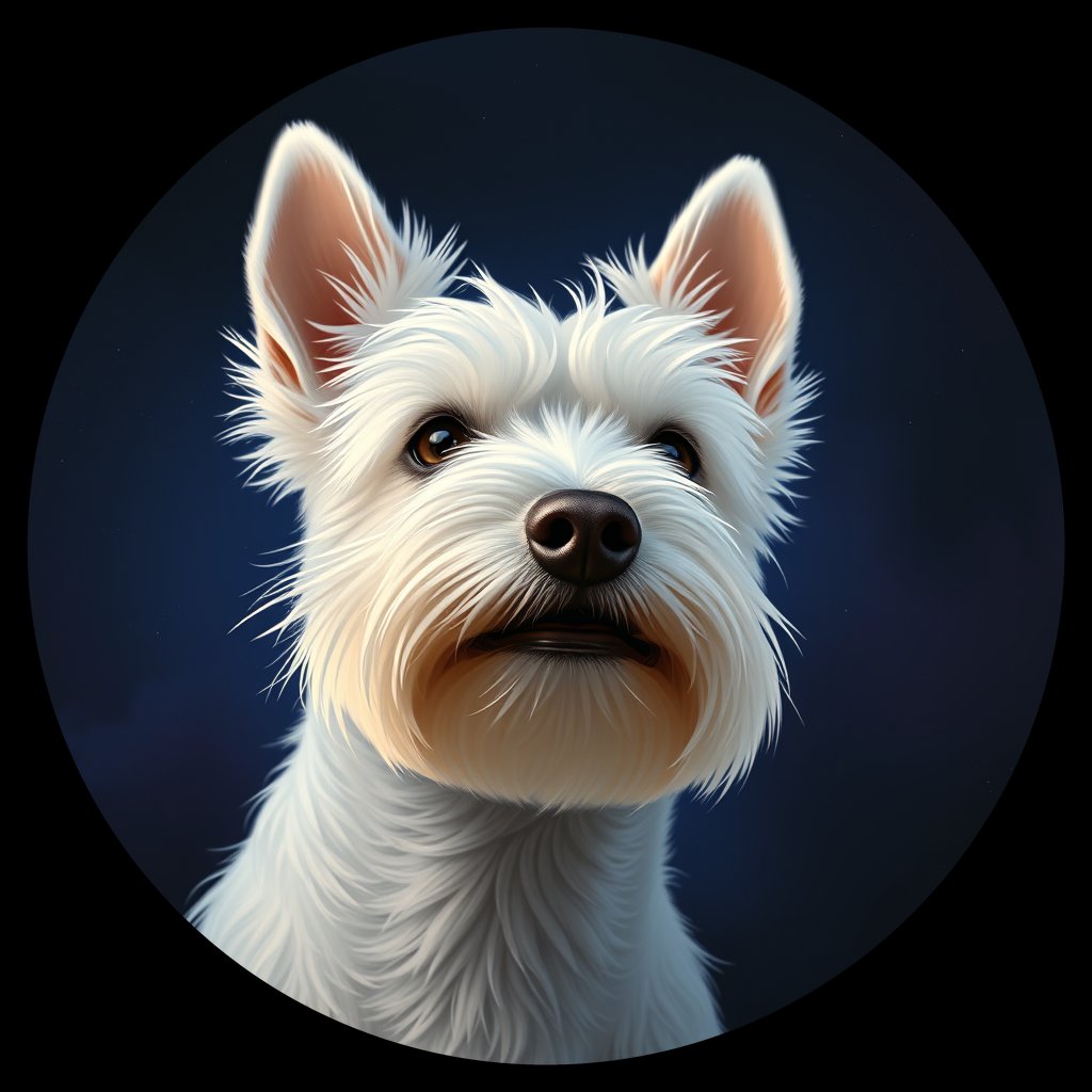 Cosmic medallion portrait of PFZ33H07_PFZ33H07, a West Highland White Terrier