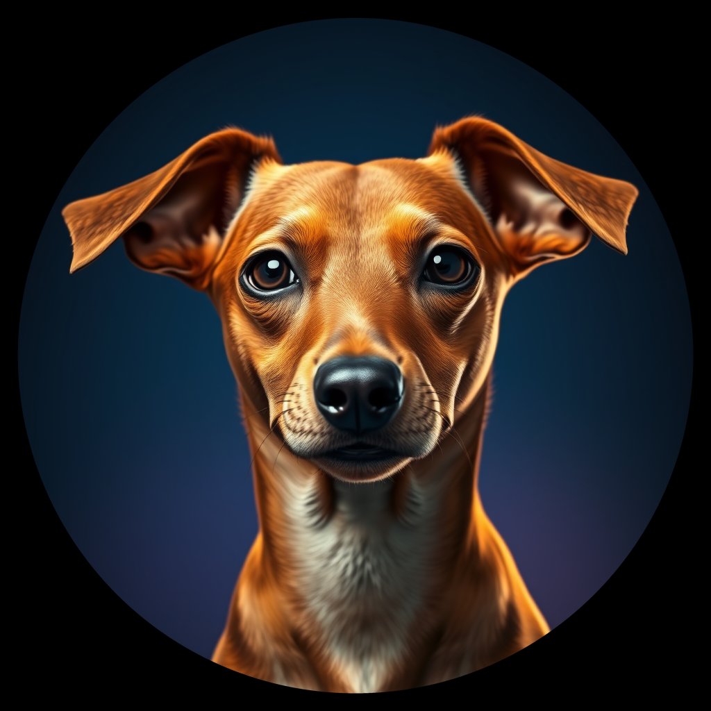 Cosmic medallion portrait of PFZ34A03_PFZ34A03, a Dachshund