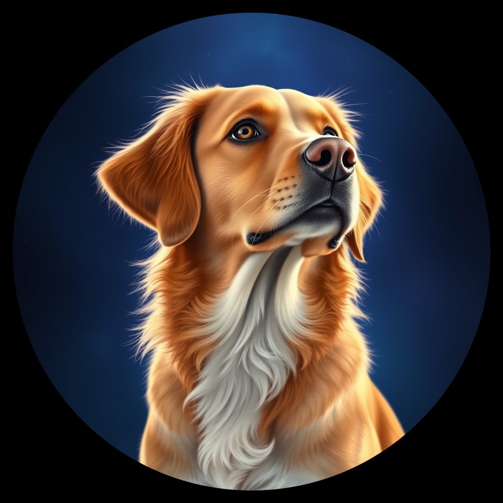 Cosmic medallion portrait of PFZ34A04_PFZ34A04, a Nova Scotia Duck Tolling Retriever