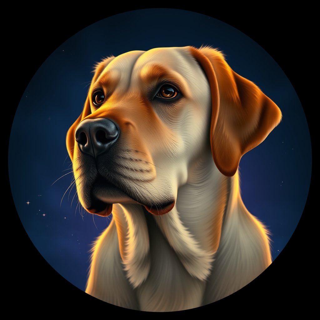 Cosmic medallion portrait of PFZ34A06_PFZ34A06, a Labrador Retriever