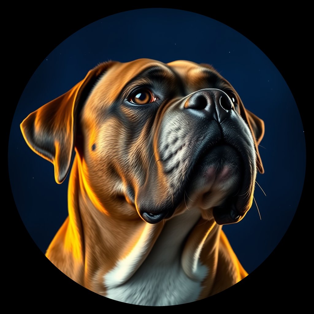 Cosmic medallion portrait of PFZ34B03_PFZ34B03, a Boxer
