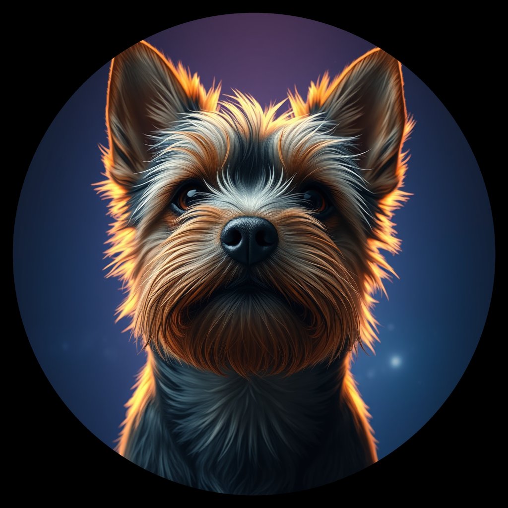 Cosmic medallion portrait of PFZ34B04_PFZ34B04, a Yorkshire Terrier