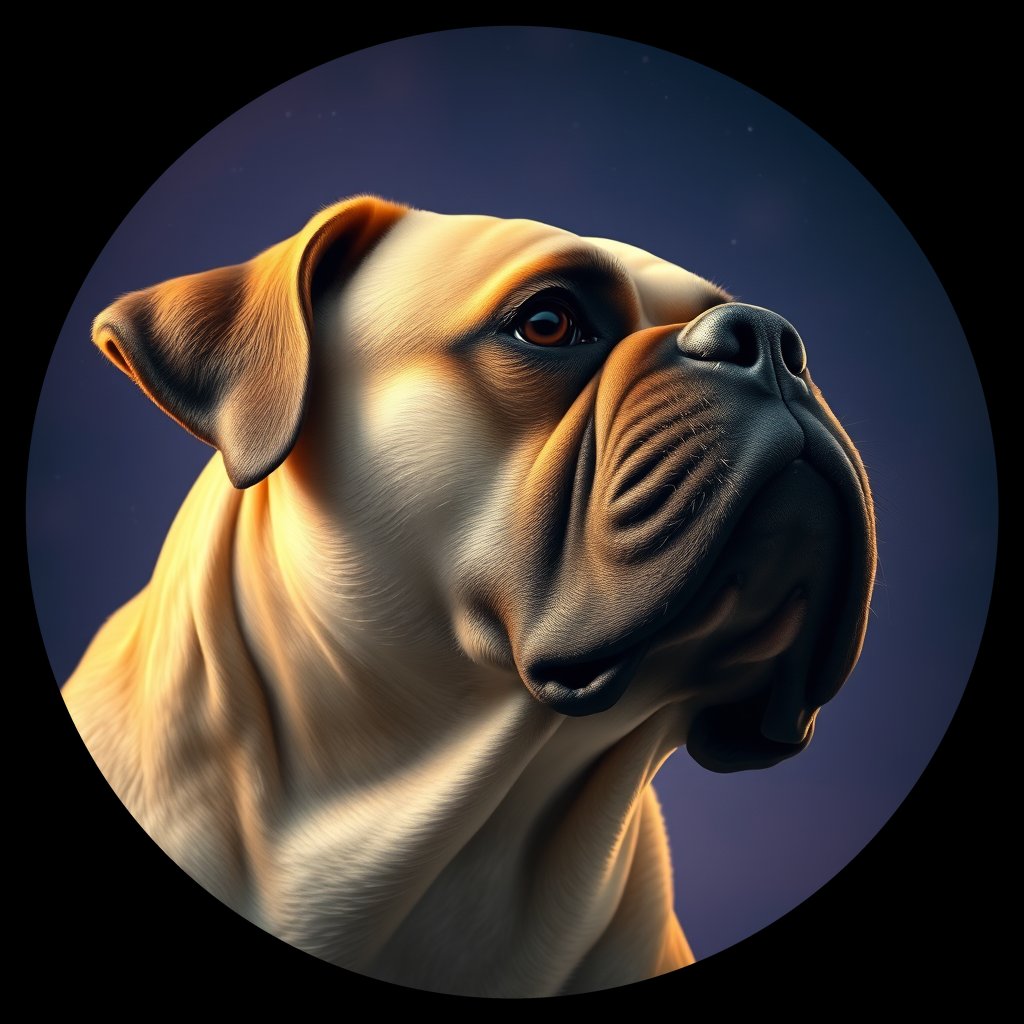 Cosmic medallion portrait of PFZ34B10_PFZ34B10, a Boxer