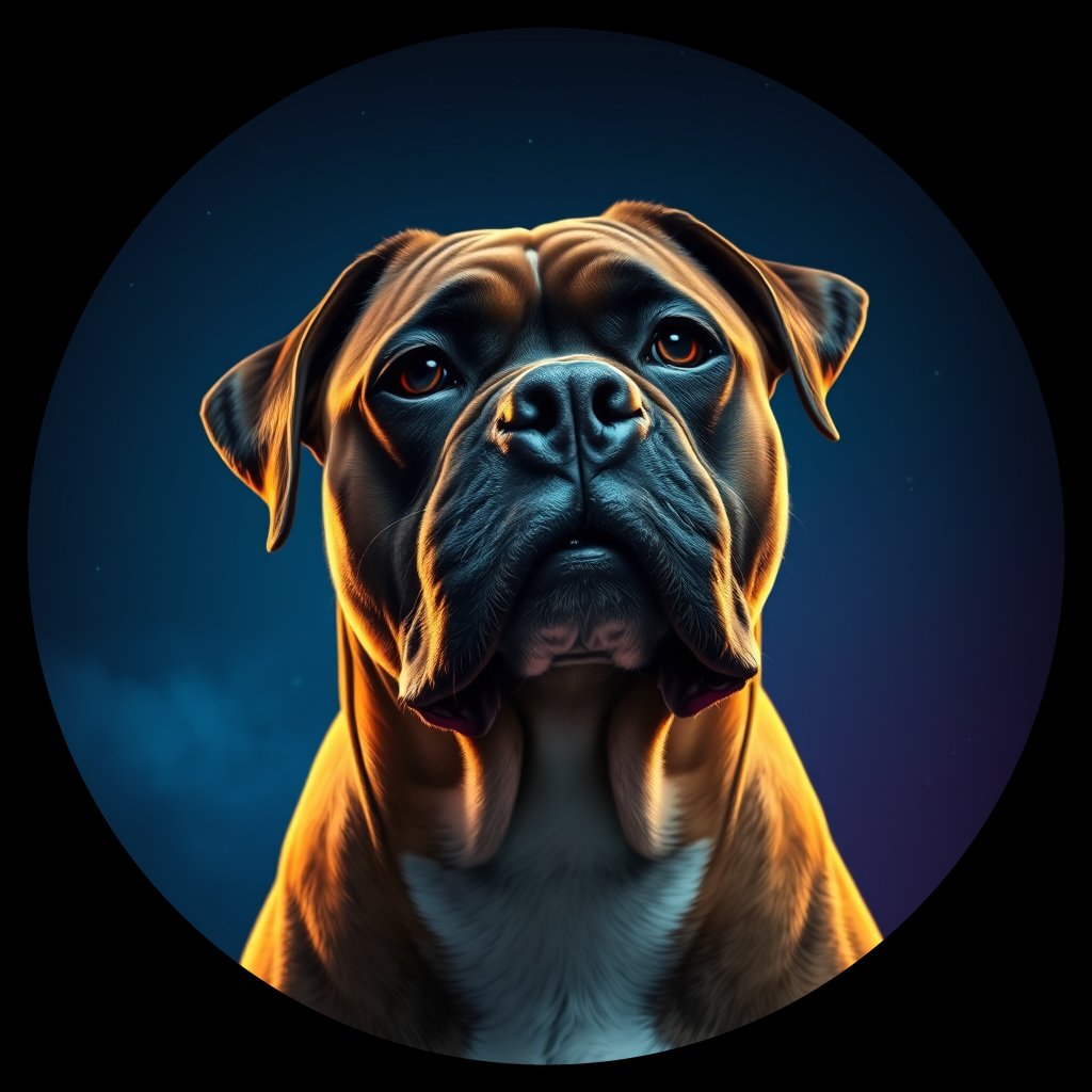 Cosmic medallion portrait of PFZ34C03_PFZ34C03, a Boxer