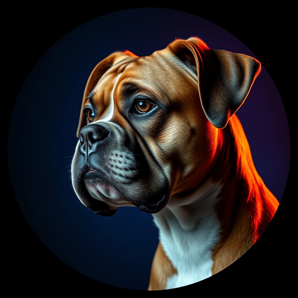 Cosmic medallion portrait of PFZ34C04_PFZ34C04, a Boxer
