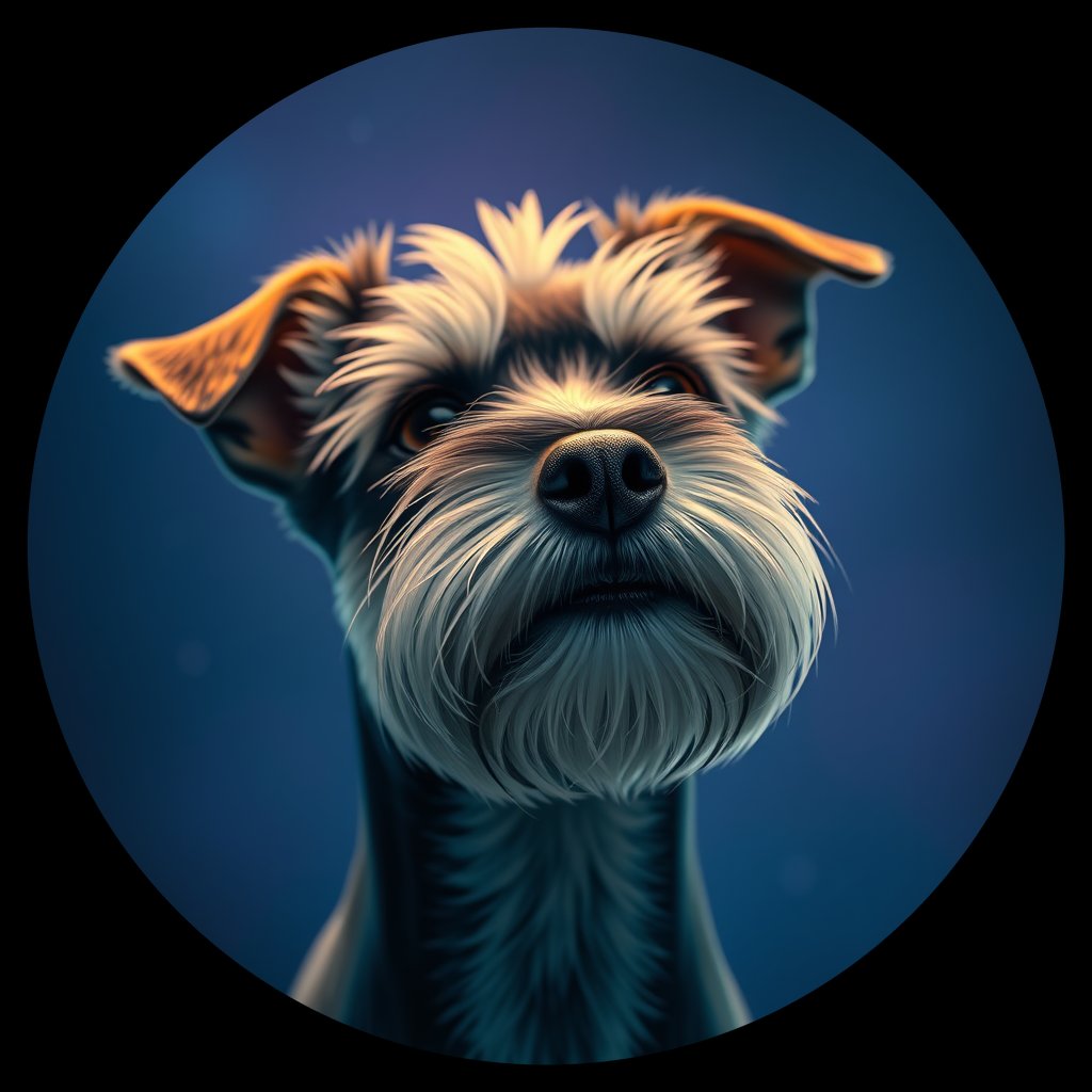 Cosmic medallion portrait of PFZ34C05_PFZ34C05, a Miniature Schnauzer