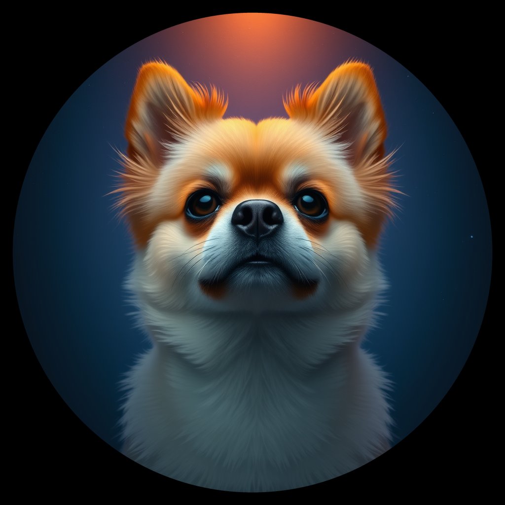 Cosmic medallion portrait of PFZ34C07_PFZ34C07, a Pomeranian