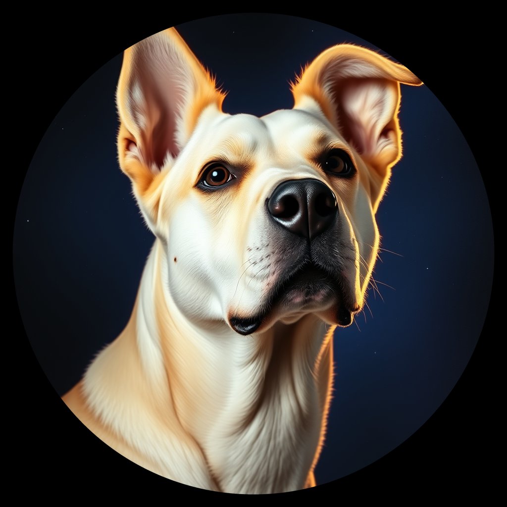 Cosmic medallion portrait of PFZ34C08_PFZ34C08, a Carolina Dog
