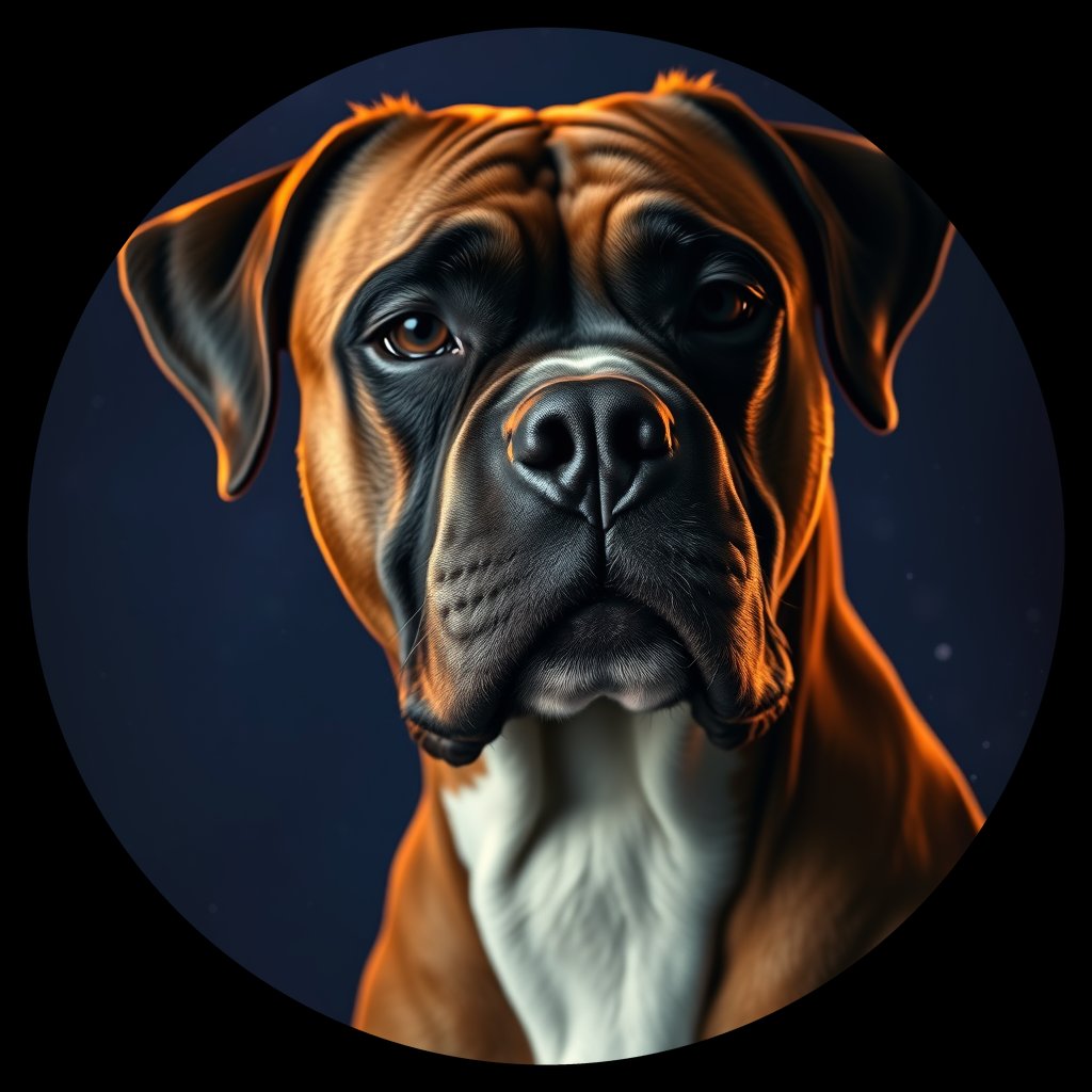 Cosmic medallion portrait of PFZ34C10_PFZ34C10, a Boxer