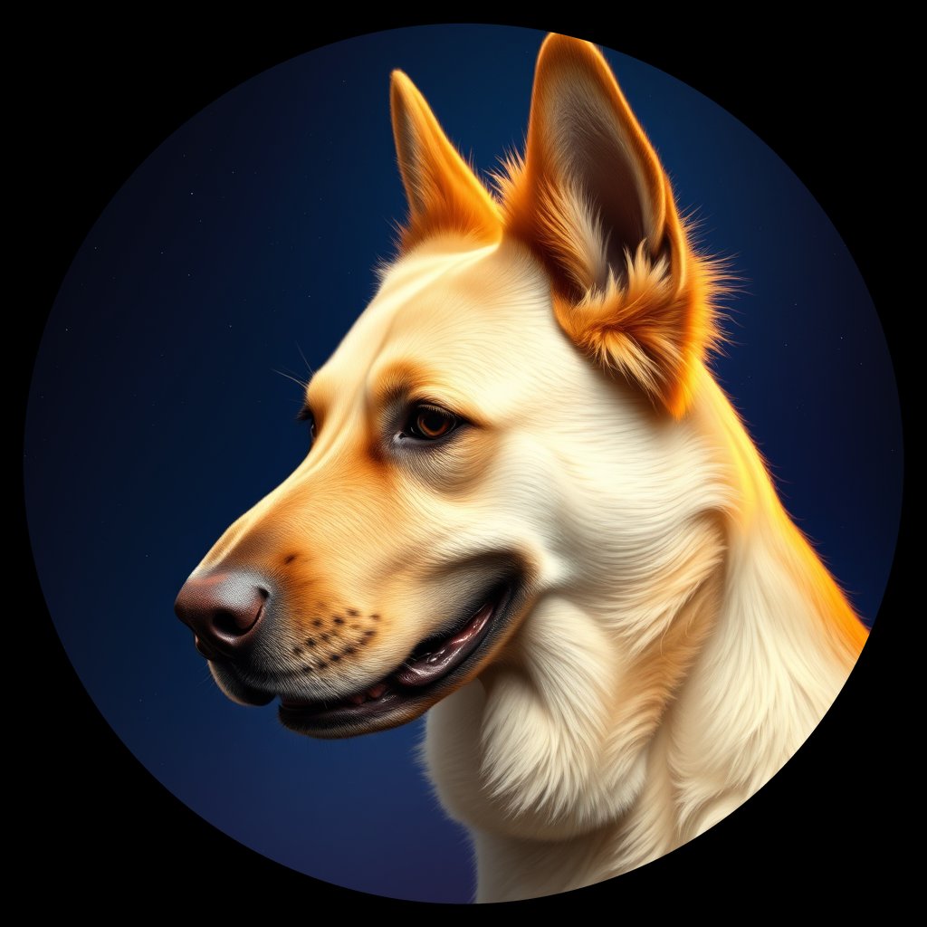 Cosmic medallion portrait of PFZ34C12_PFZ34C12, a Belgian Tervuren